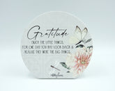 Gratitude Vintage Floral Butterfly Sentiment Plaque